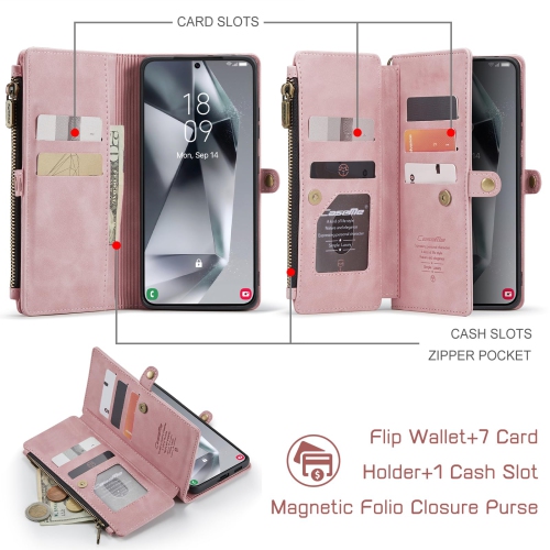 Samsung Galaxy S24 Case, Rfid Blocking Galaxy S24 Case Wallet for Women Men with Credit Card Holder, PU Leather Magnetic Flip Zipper Strap Wallet