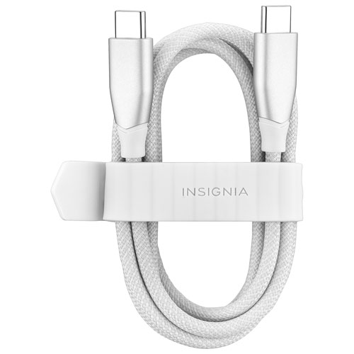 Insignia 1.2m USB-C to USB-C Braided Cable (NS-MC5CC4W24-C) - White - Only at Best Buy