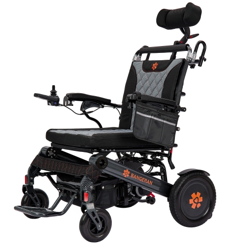 BANGERAN  Lightweight Heavy Duty Portable Electric Wheelchair w Wide Seat (22"), Reclinable Seatback And Flip-Up Armrests for Easy Transfer, Allowed