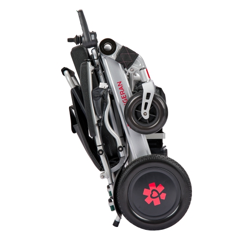 225 KG Capacity Automatic Folding Heavy Duty Electric Travel Wheelchair, Intelligent Digital Joystick & Caregiver Remote Control, All-Terrain Solid