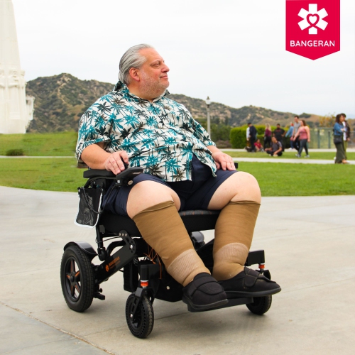 225 KG Capacity Automatic Folding Heavy Duty Electric Travel Wheelchair, Intelligent Digital Joystick & Caregiver Remote Control, All-Terrain Solid