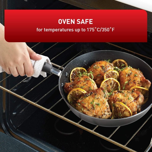 T-fal Signature 9pc Cookware Set, Non Stick pots and Pans, Non Toxic Cookware Set, Thermo-spot Heat Indicator, Dishwasher Safe, Black