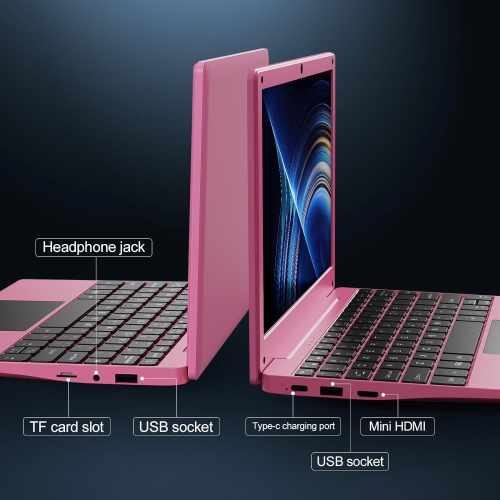 10.1" Ultral Light Laptop Computer, Quad Core Powered by Android 12.0, Portable Netbook Computer with WiFi, Webcam and Bluetooth, Mini Laptop with