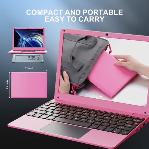 10.1" Ultral Light Laptop Computer, Quad Core Powered by Android 12.0, Portable Netbook Computer with WiFi, Webcam and Bluetooth, Mini Laptop with
