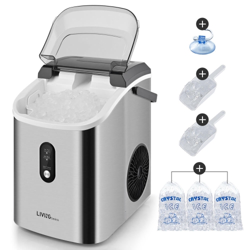 Machine à glaçons de comptoir pour le bar à la maison, machine à glaçons portative autonettoyante avec réservoir d'eau 1,1 L, sacs à glaçons et