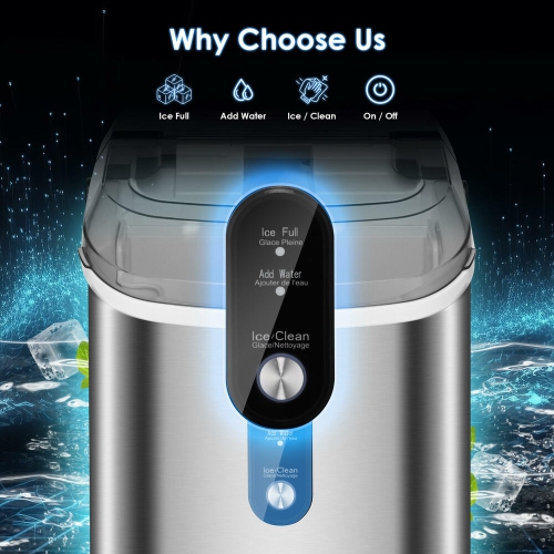 Machine à glaçons de comptoir pour le bar à la maison, machine à glaçons portative autonettoyante avec réservoir d'eau 1,1 L, sacs à glaçons et