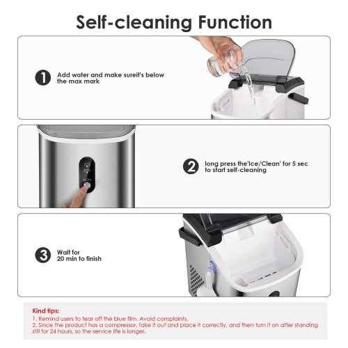 Machine à glaçons de comptoir pour le bar à la maison, machine à glaçons portative autonettoyante avec réservoir d'eau 1,1 L, sacs à glaçons et