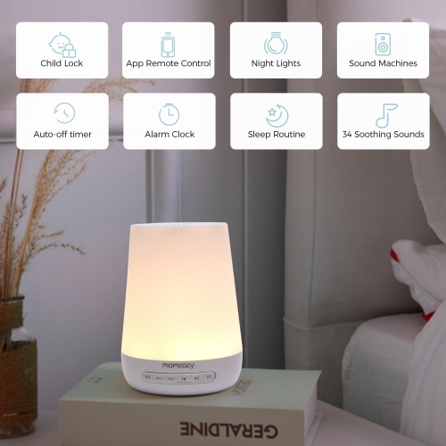 Baby Sound Machine, Momcozy White Noise Machine for Baby Sleeping with Night Light, Toddler Sleep Trainer with 34 Soothing Sounds, Timer, App Remote