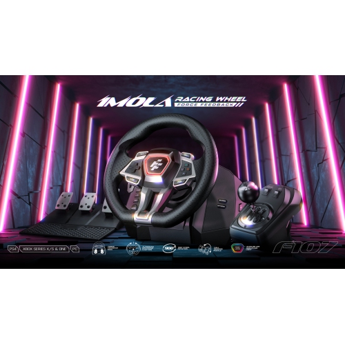 Flashfire IMOLA Adjustable Racing Wheel Set w/ Force Feedback|For Xbox One and Xbox Series X/S,PC,PS4|900° Rotation W/ 3 Pedal Board and