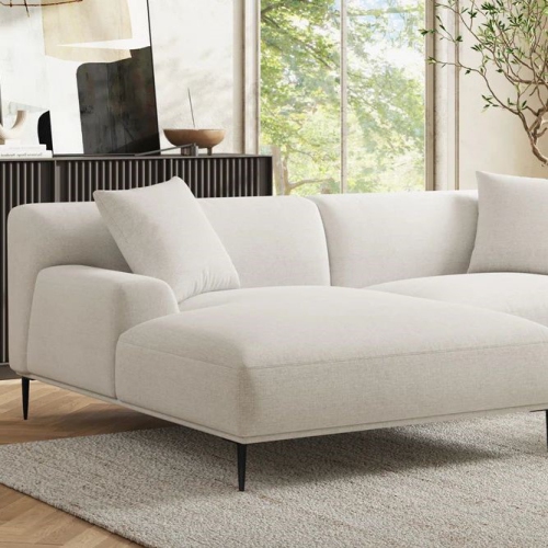 Valencia Kotor Modern Fabric Left Chaise White Sofa
