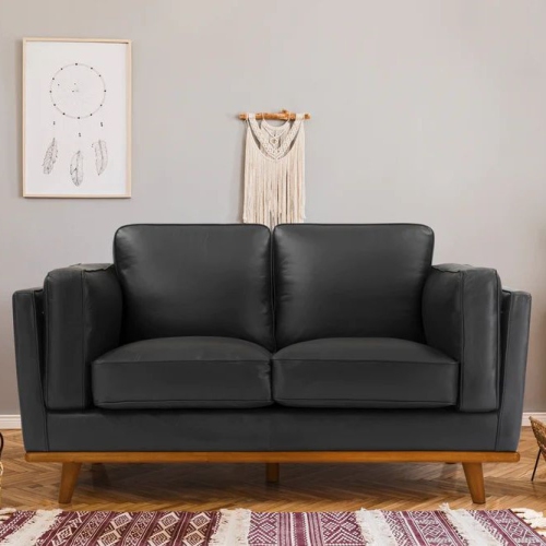 Valencia Artisan Leather Black Loveseat
