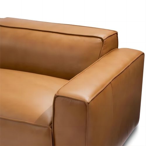 Valencia Nathan Aniline Leather Modular 4 Seats & 2 Chaises Caramel Brown Sofa