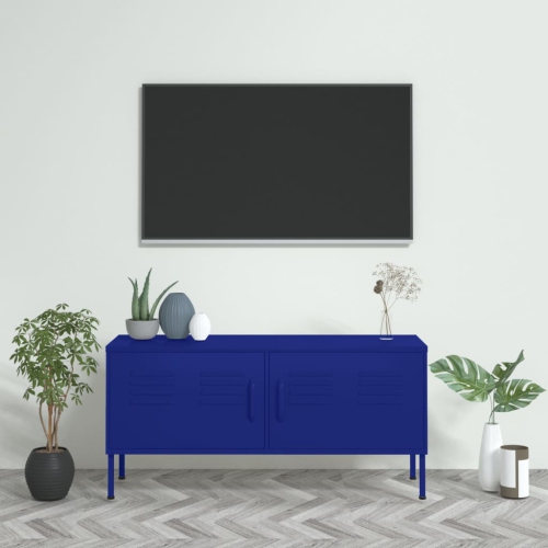 Meuble pour téléviseur de vidaXL, bleu marine, 10 x 35 x 35 po, acier 50 cm