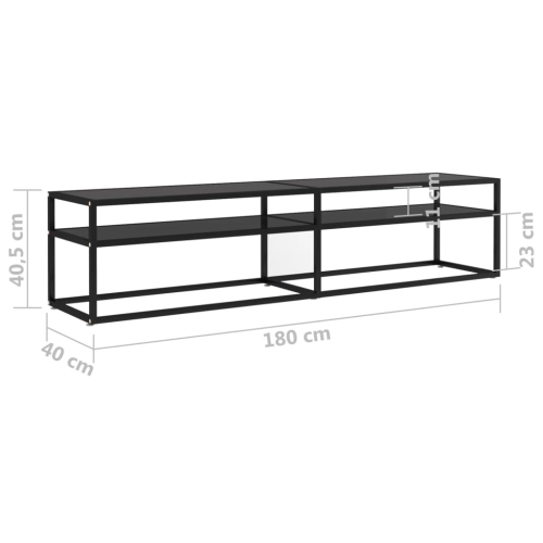 vidaXL TV Cabinet Black 180x40x40.5 cm Tempered Glass