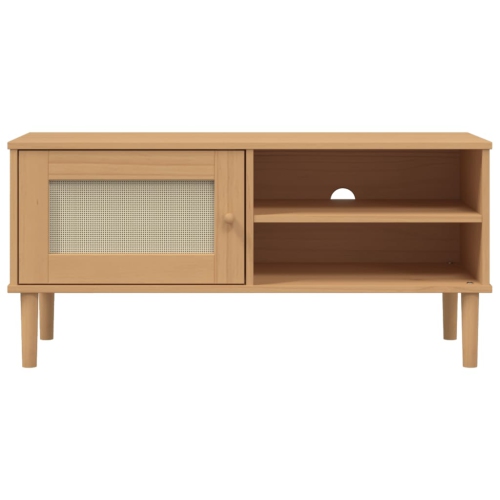 vidaXL TV Cabinet SENJA Rattan Look Brown 106x40x49cm Solid Wood Pine