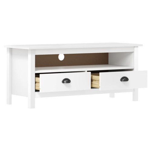 vidaXL TV Cabinet Hill White 110x40x47 cm Solid Pine Wood