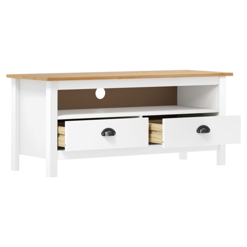 vidaXL TV Cabinet Hill White 110x40x47 cm Solid Pine Wood