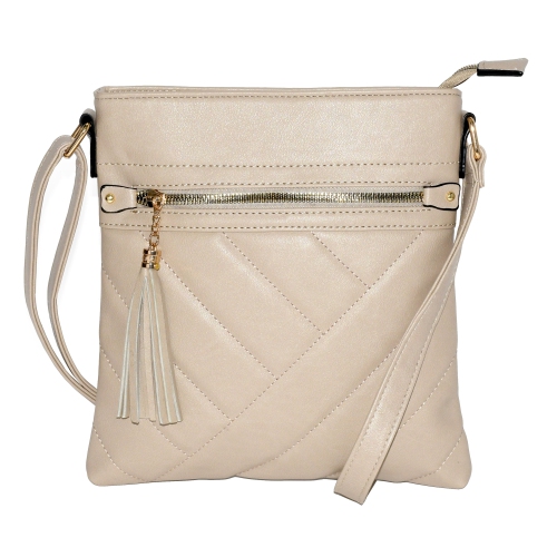 NICCI  Ladies' Crossbody Bag With Quilt Design Cream In Multicolor