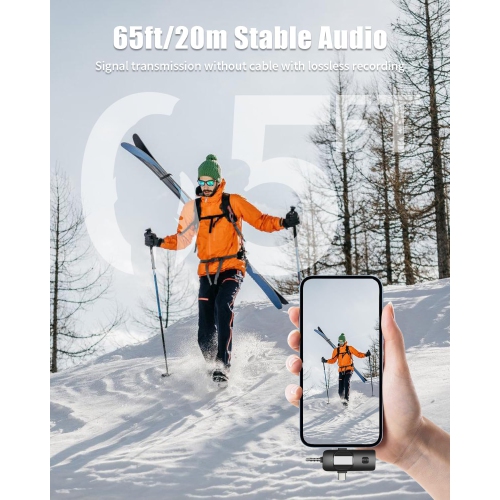 Micro-cravate sans fil pour caméra Android iPhone – micros-cravate sans fil pour l'enregistrement vidéo, la diffusion en direct, YouTube, TikTok,