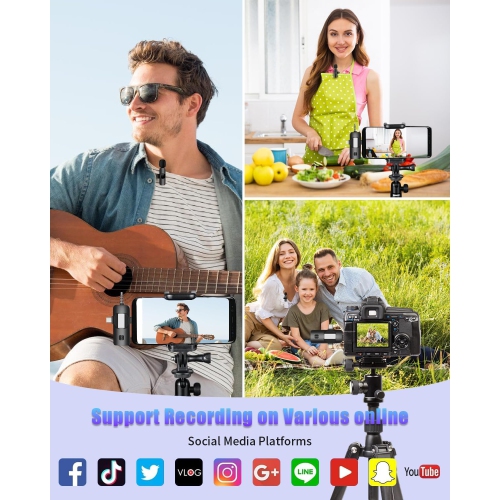 Micro-cravate sans fil pour caméra Android iPhone – micros-cravate sans fil pour l'enregistrement vidéo, la diffusion en direct, YouTube, TikTok,