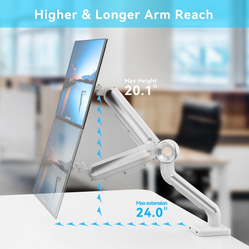SHOPPINGALL Heavy Duty Monitor Mount for 13 to 35 inch VESA Compatible Screen, Pneumatic Gas Spring Arm Supports up to 26.5lbs - SA-GE61U-White by SHOPPINGALL - Refurbished condition - Image 2