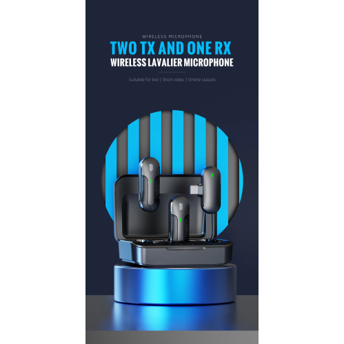 Dual Wireless Lavalier Microphone with DSP Noise Reduction, 3 Noise Cancel Modes, 40H Battery, Auto Pairing, 360° Mic, USB-C/Lightning, for iPhone