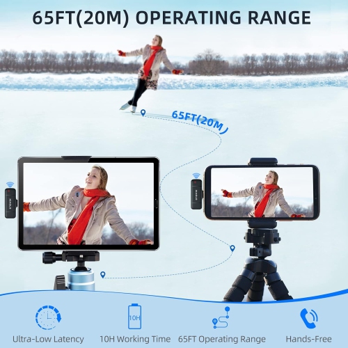 Microphone sans fil pour téléphones Android, micro-cravate Clip On Lapel Mics pour téléphones USB C pour enregistrement