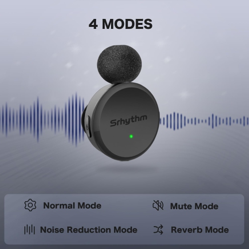 Srhythm M1 2 Pack Wireless Lavalier Microphones, Lapel Clip-on Microphone, Noise Cancellation, USB-C Output, 10H Playtime for Vlog,
