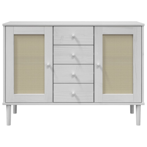 vidaXL Sideboard SENJA Rattan Look White 112x40x80 cm Solid Wood Pine