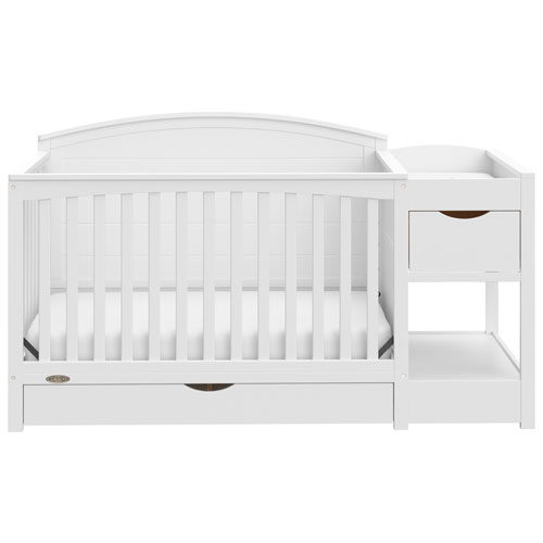 Lit de bébé transformable 5-en-1 et table à langer avec tiroir Bellwood de Graco - Blanc