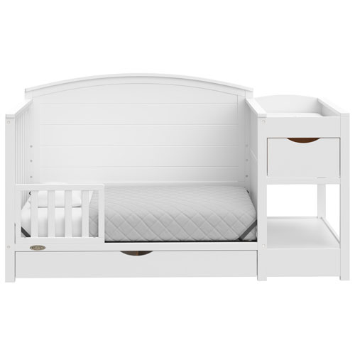 Lit de bébé transformable 5-en-1 et table à langer avec tiroir Bellwood de Graco - Blanc