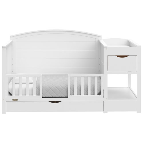 Lit de bébé transformable 5-en-1 et table à langer avec tiroir Bellwood de Graco - Blanc