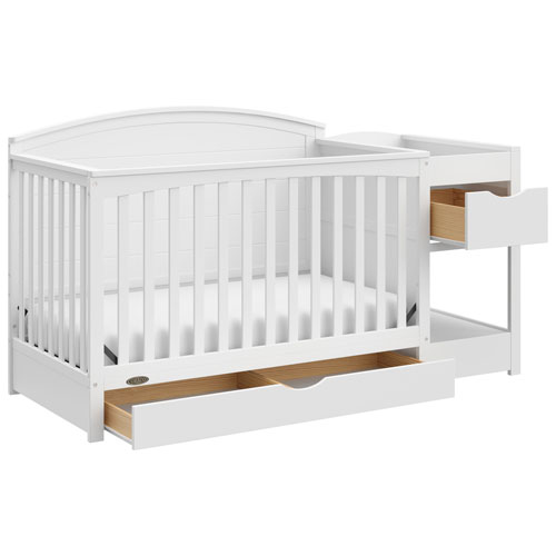 Lit de bébé transformable 5-en-1 et table à langer avec tiroir Bellwood de Graco - Blanc