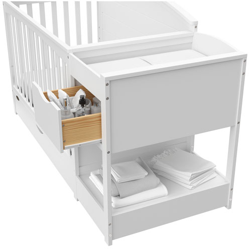 Lit de bébé transformable 5-en-1 et table à langer avec tiroir Bellwood de Graco - Blanc
