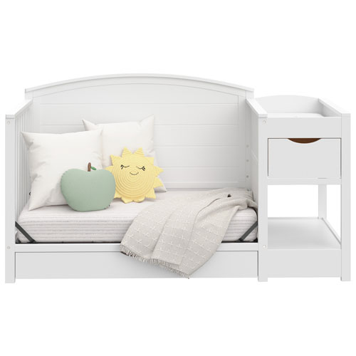 Lit de bébé transformable 5-en-1 et table à langer avec tiroir Bellwood de Graco - Blanc