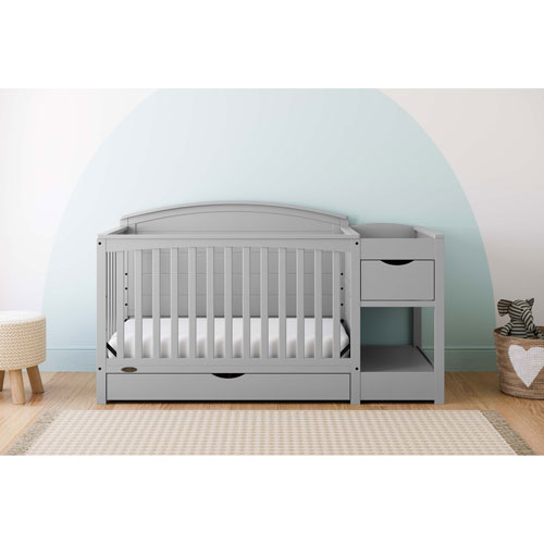 Graco Bellwood 5-in-1 Convertible Crib & Changing Table with Drawer - Pebble Grey