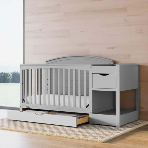 Graco Bellwood 5-in-1 Convertible Crib & Changing Table with Drawer - Pebble Grey