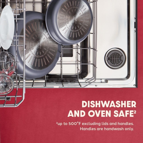 T-fal Ingenio Nonstick Cookware Set 14 Piece Induction Oven Broiler Safe 500F Cookware, Pots and Pans, Oven, Broil, Dishwasher Safe, Smoke Grey