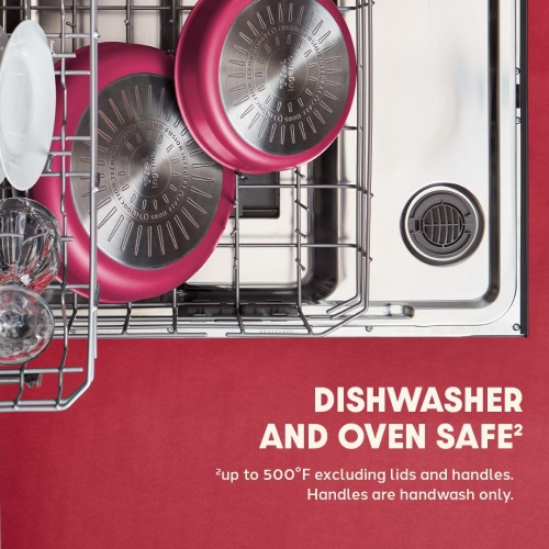 T-fal Ingenio Nonstick Cookware Set 14 Piece Induction Oven Broiler Safe 500F Cookware, Pots and Pans, Oven, Broil, Dishwasher Safe, Pink