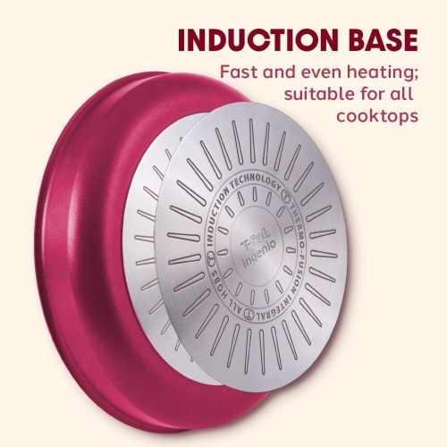 T-fal Ingenio Nonstick Cookware Set 14 Piece Induction Oven Broiler Safe 500F Cookware, Pots and Pans, Oven, Broil, Dishwasher Safe, Pink