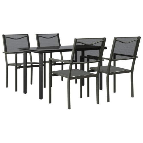 VIDAXL  5 Piece Garden Dining Set Steel And Textilene In Black