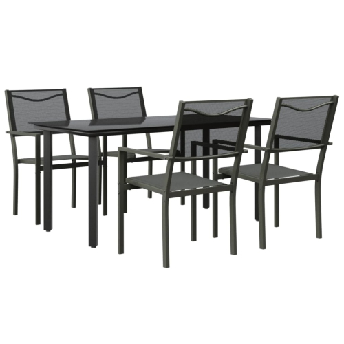 VIDAXL  5 Piece Garden Dining Set Steel And Textilene In Black