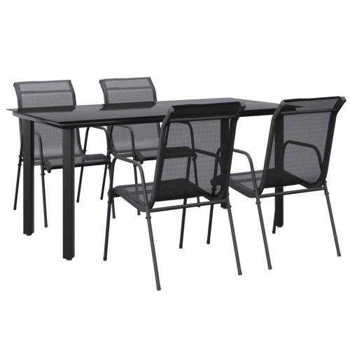 VIDAXL  5 Piece Garden Dining Set Steel And Textilene In Black