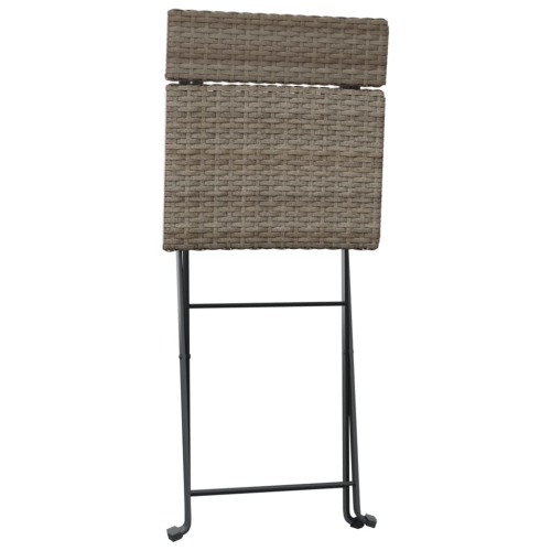 vidaXL 3 Piece Folding Bistro Set Grey Poly Rattan