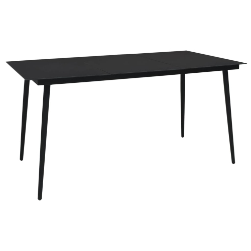 VIDAXL  Patio Dining Table Black 74.8"x35.4"x29.1" Steel And Glass