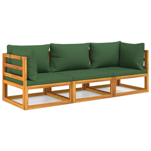 VIDAXL  3 Piece Garden Lounge Set With Cushions Solid Wood In Green