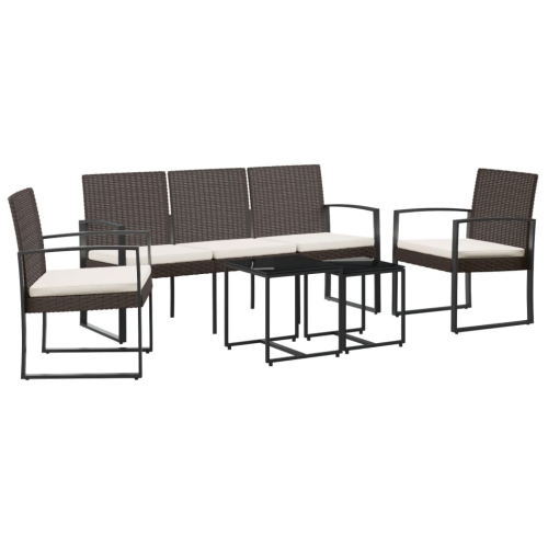 vidaXL 5 Piece Garden Dining Set with Cushions Brown PP Rattan