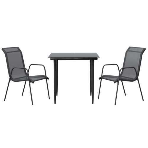 VIDAXL  3 Piece Garden Dining Set Steel And Textilene In Black