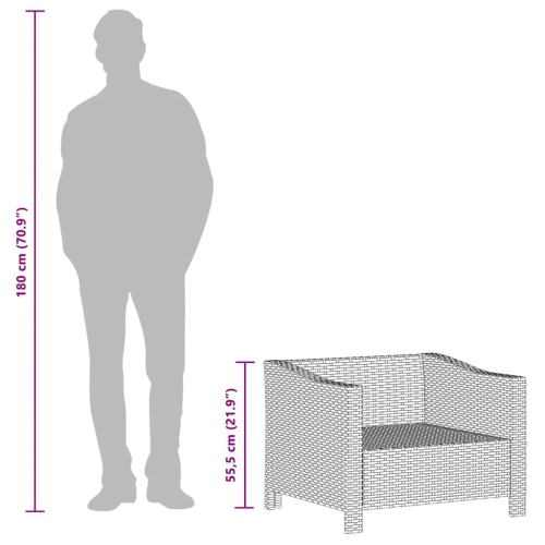 vidaXL Garden Armchair with Cushion Grey Poly Rattan