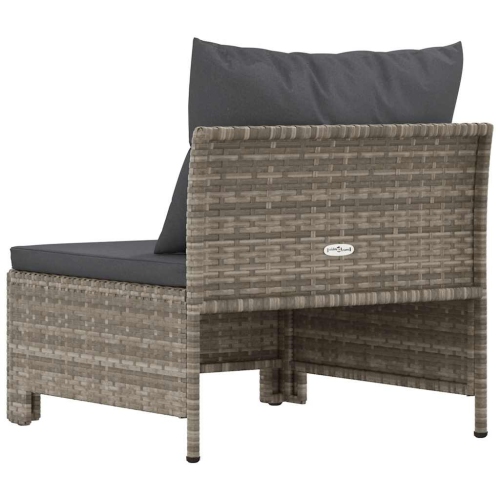vidaXL Garden Middle Sofa with Cushion Grey Poly Rattan